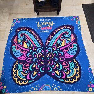 Girl Scouts Find Your Wings Butterfly Large Wall Tapestry Bright Colorful 59"x59